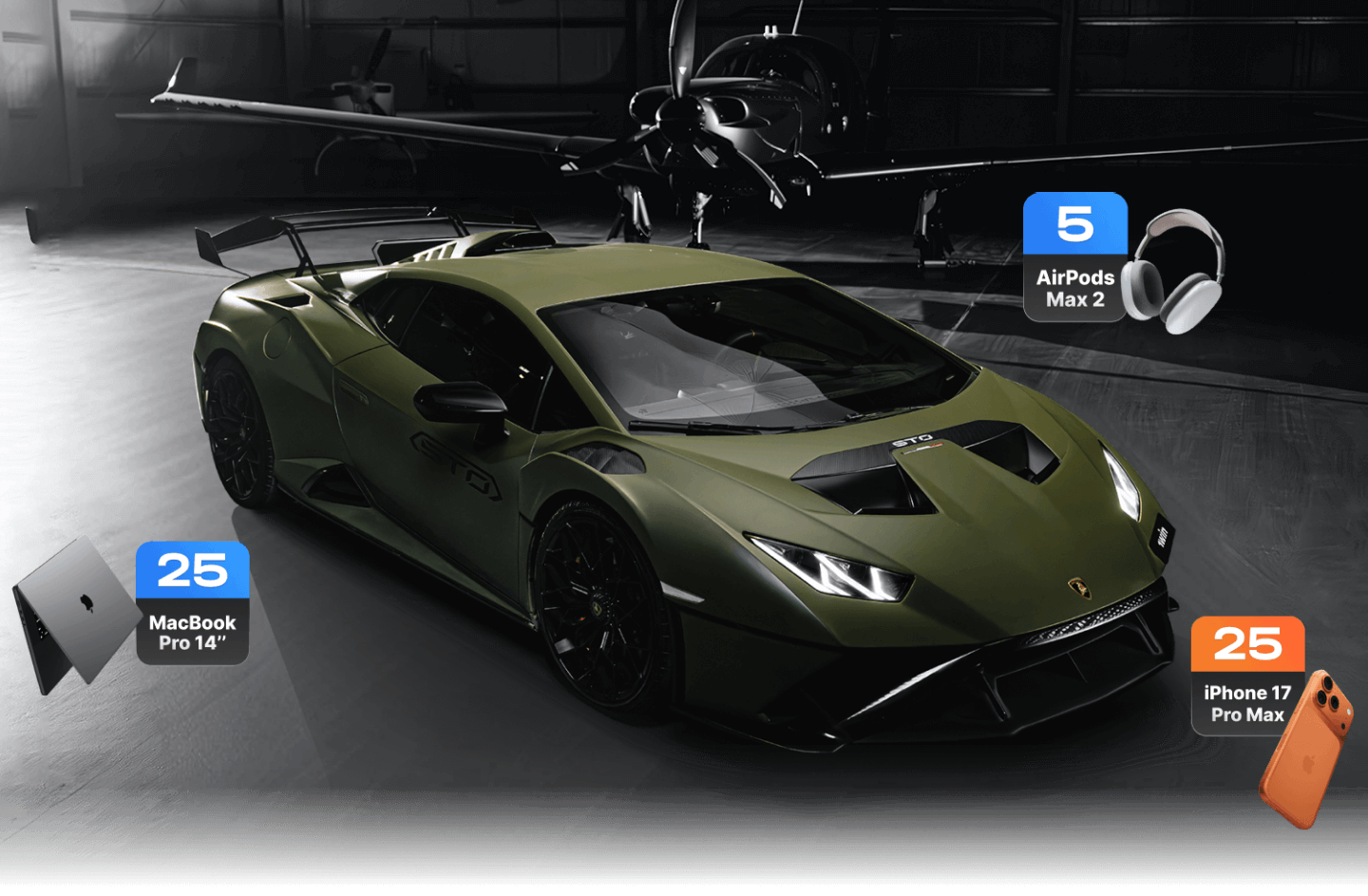 Win a Lamborghini Huracán STO in LUCKY DRIVE 2025 + Apple Prizes