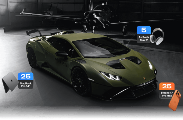 Win a Lamborghini Huracán STO in LUCKY DRIVE 2025 + Apple Prizes